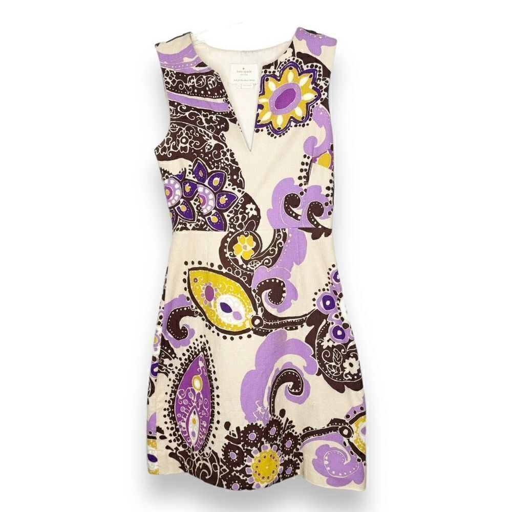 Kate Spade Keiran Dress Hydrangea Moroccan Paisley Cotton Sheath Women’s Size 2 - Picture 4 of 16